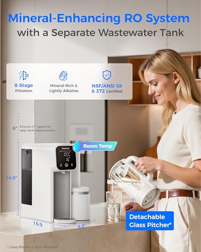 Image of Waterdrop M6SL Mineral Reverse Osmosis System Countertop Water Filter with Additional RO Filter, 8-Stage, 3:1 Pure to Drain, NSF /ANSI 372 & 58 Certified, Room-Temperature