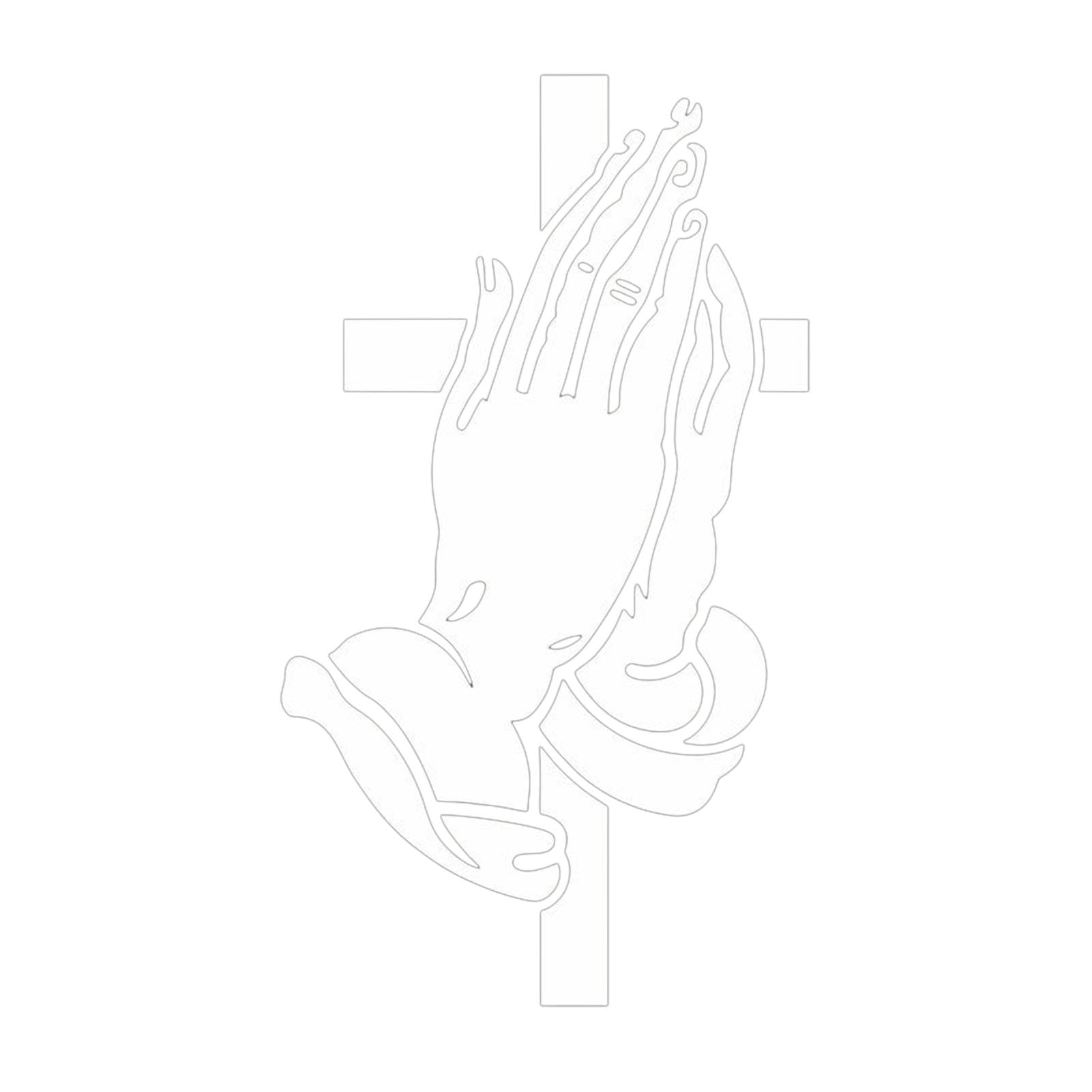 matumou Praying Hands Religious Vinyl Decal for Car Rear Window Gradient Crucifix Sticker for SUV Truck Sunproof Car Decals for