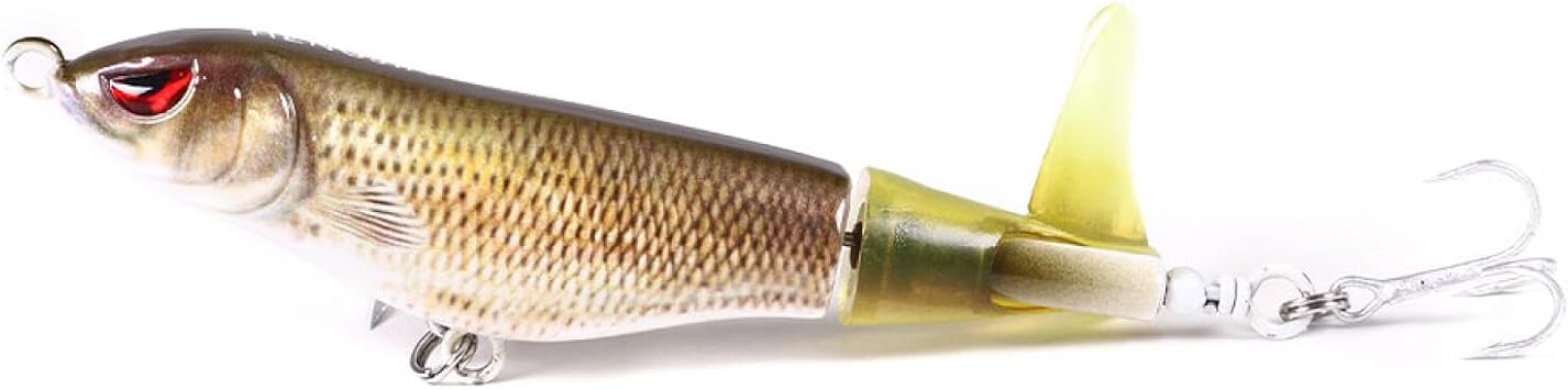 Fishing Lures Plopper Bass Lures with Floating Rotating Tail Barb Treble Hooks in Saltwater and Freshwater Lures for Bass Trout,4.33 inch/0.44 oz