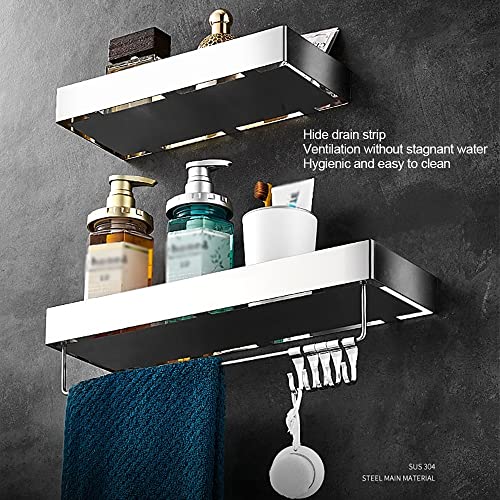 Caddy de douche d'angle et étagère murale rectangulaire noire pour cosmétiques - 5