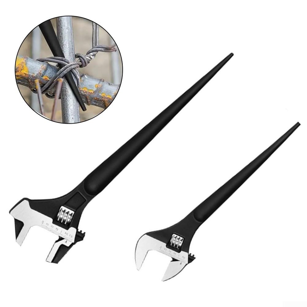 Set di 2 chiavi inglesi regolabili, 30,5 cm e 40,6 cm, con ganasce reversibili, colore nero, per chiave a punta conica in acciaio CR-V