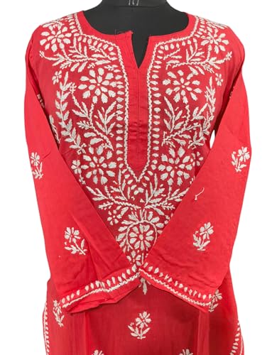 Image of Women Fashion Lucknowi Chikankari Pure Cotton Handwork Kurti for Women Girl