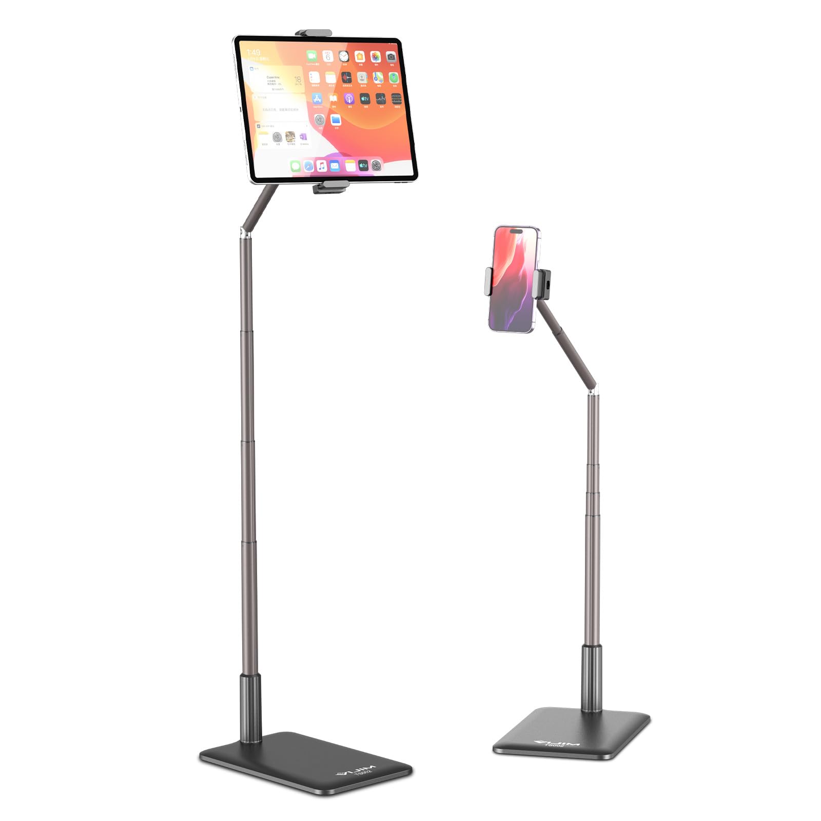 ULANZI Porta Tablet da Letto, TS002 Supporto Tablet Letto Girevole a 360° con Altezza Regolabile, Supporto da Pavimento in metallo, per Tablet e Telefono da 4,5"~12,9"