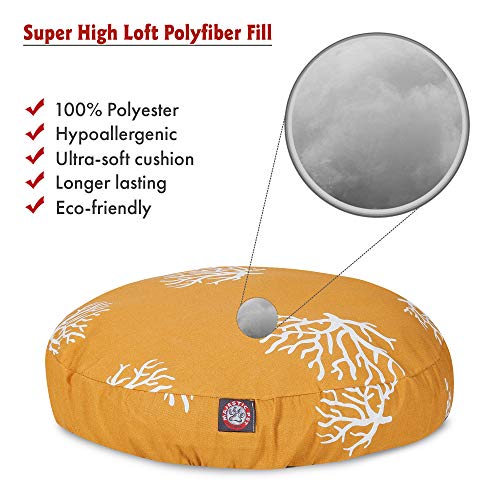 Yellow Coral Large Round Indoor Outdoor Pet Dog Bed With Removable Washable Cover By Majestic Pet Products #TOP1
