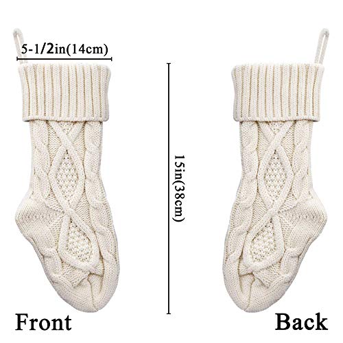 Limbridge Christmas Stockings, 6 Pack 15 Inches Small Size Cable Knit Knitted Xmas Rustic Personalized Stocking Decorations For Family Holiday Season Decor, Cream Or Burgundy #TOP1
