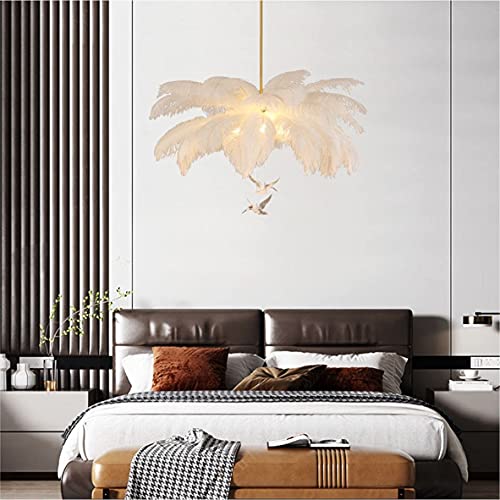 Bokt Modern Feather Chandelier 5 Light Nordic Modern Ceiling Pendant Light Fixture Elegant Beautiful Bird Pendant Light Romantic Mounted Lighting Fixture For Restaurant Bedroom #TOP4