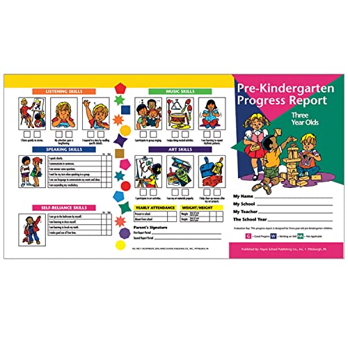 HAYES SCHOOL PUBLISHING Pre-Kindergarten Progress Report (3 year olds), Pack of 10 Multi H-PRC11