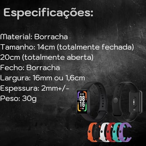 Pulseira Silicone Colorida Para Xiaomi Redmi Smart Band Pro DM ACESSÓRIOS (PRETO)