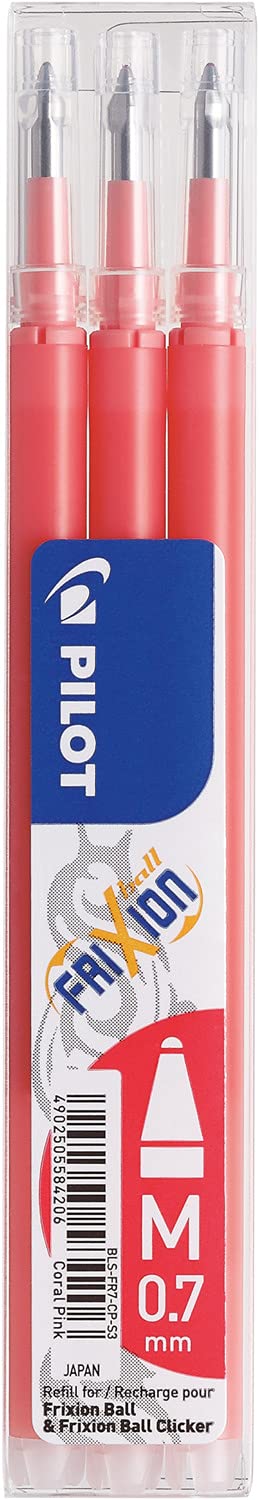Pilot Pen Frixion Ball 2261019F Refill Rollerball Pen Thickness 0.7 mm Coral Erasable Pack of 3 — image 1