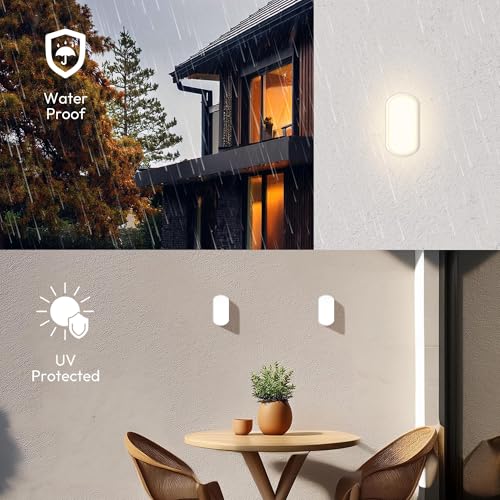 Image of INVENTAA ORA Outdoor Wall Lights Waterproof LED (2 Pack) for Balcony, Terrace | Bulkhead Lamp Holder (Natural White)
