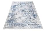 TAPISO Dywan Strefa Nieba Abstrakcyjny Wielokolorowy Nakrapiany Vintage Niewyraźne Niebiesko-Szara Rama, Nowoczesny Salon Sypialnia Przedszkole Trwały Dywan OEKO-TEX Rozmiar - 300 x 400 cm