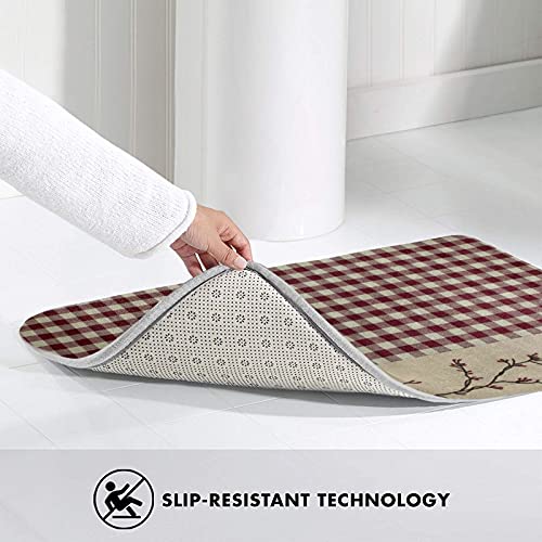 Daopuda Bathroom Rug Bath Mat Berry Vine Check Plaid Country,Plush Bathroom Decor Mats With Non Slip Backing Non-Slip Floor Mats Soft Doormat Absorbent Throw Bath Rugs Runner Carpet 19.5"X31.5" #TOP4