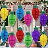 Humyoun 12 Pcs 12'' Jumbo Christmas Honeycomb Hanging Party Decorations