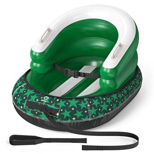 QPAU Aufblasbarer Kinderschlitten mit Plane, Zugriemen & Griffen,...