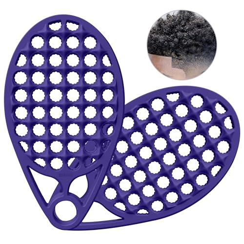KOUPA Magic Silicone Curly Hair Brush, One Piece Twist Curl Comb for Afro Curls, Washable Hair Tool for Men Women, Purple, 2 Pieces