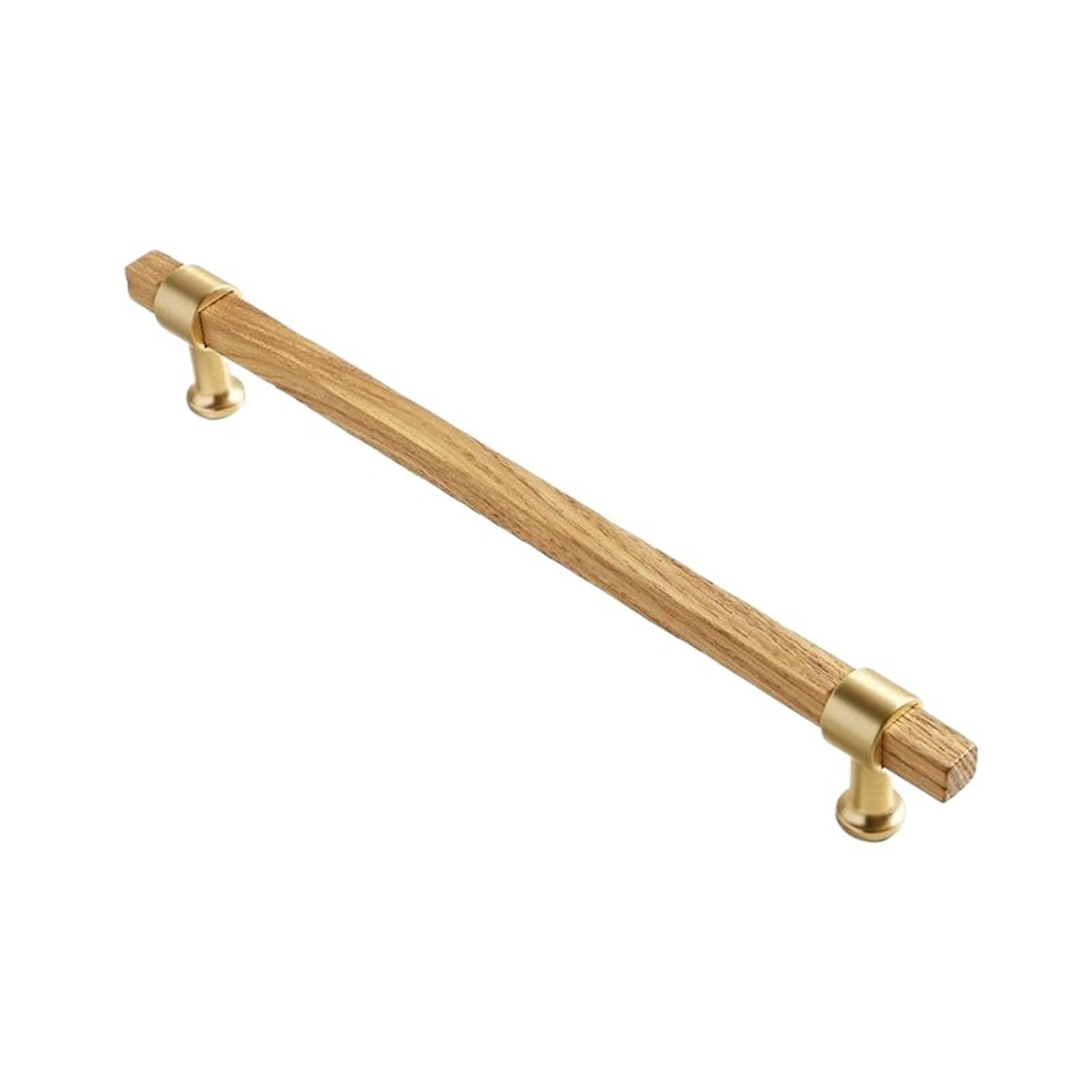 LADFRTYU Wooden Handles 2pcs Walnut Wooden Kitchen Cabinet Knobs and Handles Shoe Handle Gold Cupboard Door Pulls Hardware(CJ-1906-ASH-192mm)