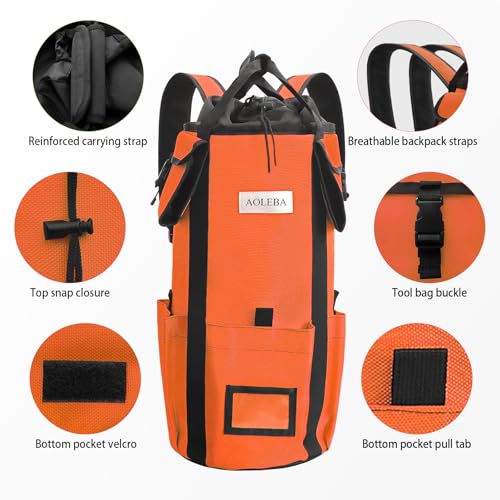 image for AOLEBA Arborist Rope Storage Bag Tree Climbing Rock Rope Bucket Backpa