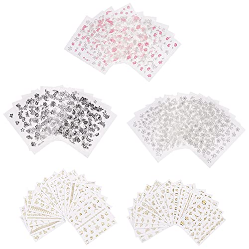 OLYCRAFT 180 Blatt Nagelsticker Blumen 3D Nail Art Aufkleber Golden Pink Schwarz Weiß Aufkleber Abziehbilder Aufkleber…