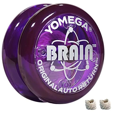 Yomega DAS ORIGINAL Brain - Professionelles Yoyo für Kinder und Anfänger, reaktionsschneller Automatische Rückkehr Yo Yo am besten für Seiten Tricks + zusätzliche 2 Seiten (Violett) Cover