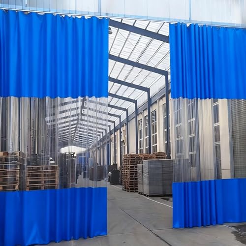 Cloison en PVC transparente de 3,2 x 2 m contre les projections d'atelier