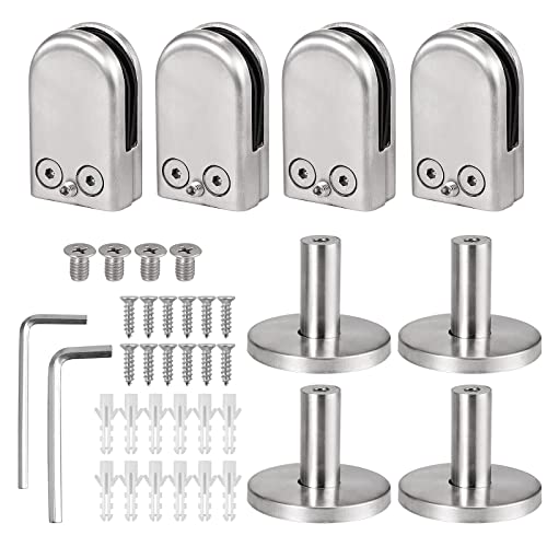 Proster 4 STÜCKE Edelstahl 304 Glasklemme S Größe Unterstützt 6-8 mm Dickes Glas mit 40mm Stützhalterung für Bodenmontage Bodenmontage Treppengeländer Balustradengeländer
