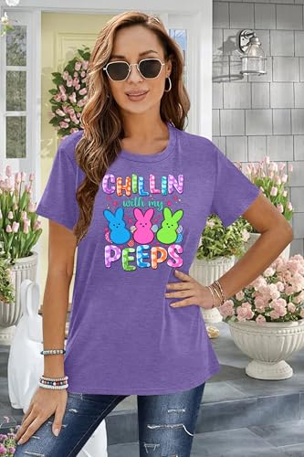 Image of LAZYCHILD Women Easter Teacher Shirts: Funny Treat All with Kindness T-Shirt Bunny Rabbit Tee Tops