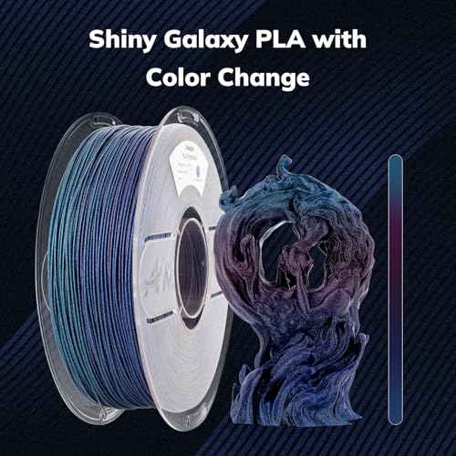 Image of AMOLEN PLA 3D Printer Filament, Galaxy Gradient Color Changing with Light Filament 1.75mm,Shiny Sparkle 3D Printing Filament for Most FDM 3D Printers,Dimensional Accuracy + /- 0.02mm,1kg Spool(2.2lbs)