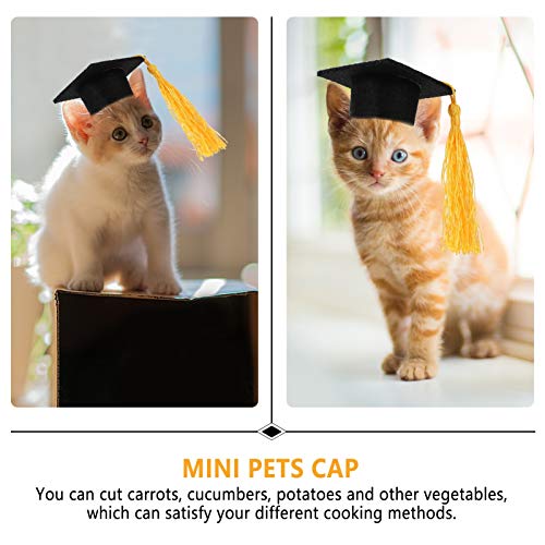 Kesyoo 4Pcs Mini Graduation Cap Pet Graduation Caps Small Dog Graduation Hats With Yellow Tassel Pet Christmas Costume For Dogs Cats Holiday Costume Accessory #TOP3