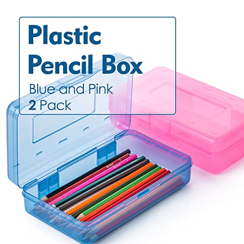 Mr. Pen- Pencil Box, 2 Pack, Assorted Color For Kids, Plastic Hard Pencil Case, School Supply Crayon Small Storage Box #TOP1