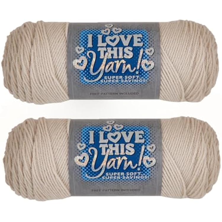 Hobby Lobby I Love This Yarn - 4 Medium 100% Acrylic Yarn for Crocheting & Knitting Blankets, Hats & Accessories, Set of 2, 240 Linen