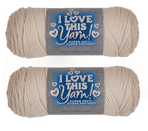 Hobby Lobby I Love This Yarn, 100% Acrylic, 2-Pack, Linen