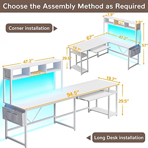 L Shaped Gaming Desk, 61 Inch Computer Corner Desk, Modern Office Study Writing Desk, Home Gaming Table With Mouse Pad & Cable Management, Sturdy Metal Frame, Easy To Assembly, Right #TOP2