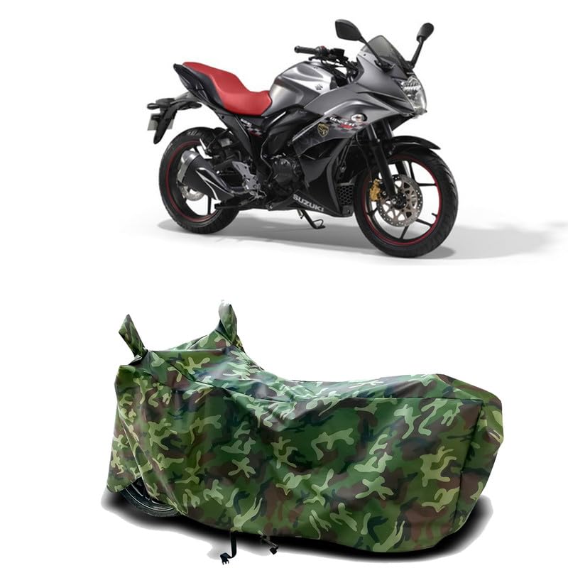 Image of DUFFEL-100% Heat Protection Two Wheeler Bike /Scooty Body Cover for Suzuki Gixxer Special Edition Water Resistance /UV-Rays /Birds Dropping /Scratchproof /Dust Proof /Waterproof[Green Jungle Print]