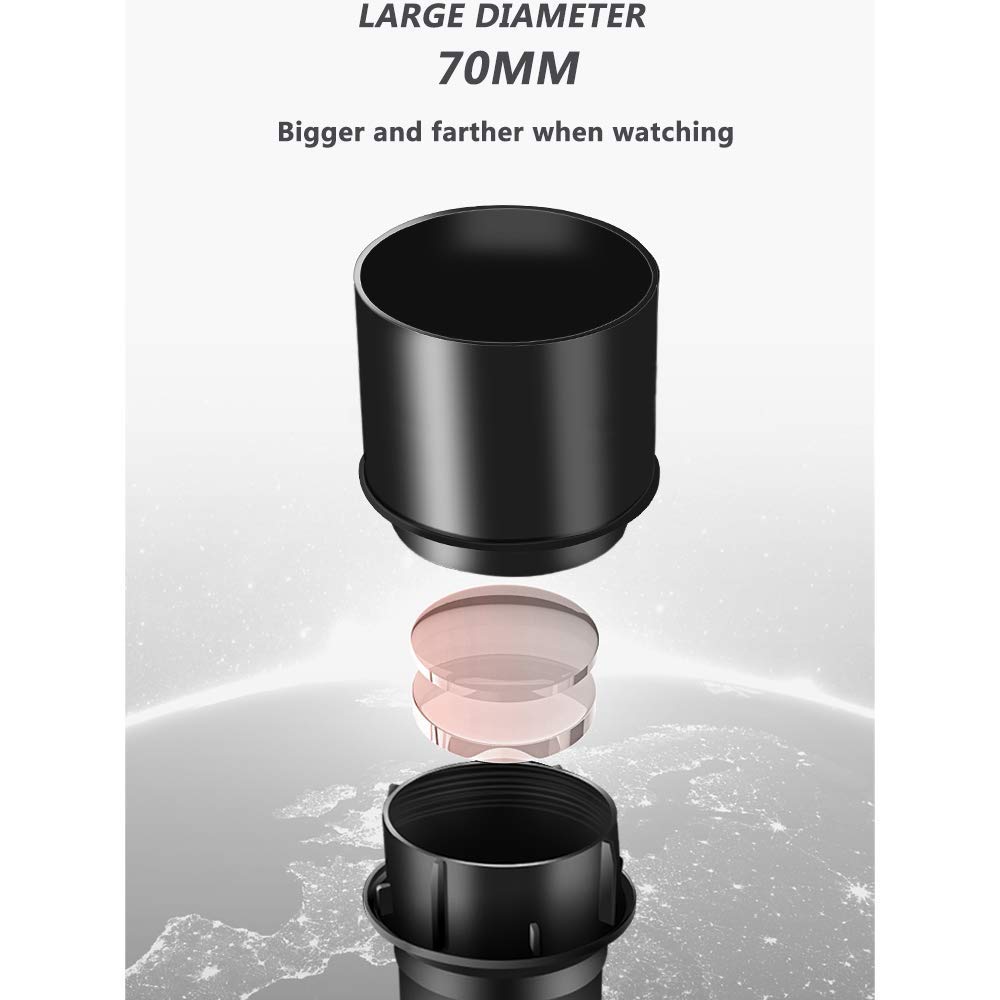 Teleskop dla dorosłych dzieci, apertura 70 mm, astronomiczny teleskop refraktorowy AZ 400 mm BAK4 Pryzmat FMC Teleskop soczewkowy do astronomii z mocowaniem do smartfona i statywem do obserwacji