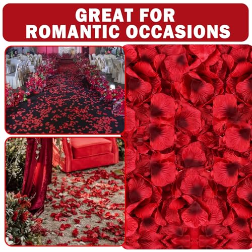 Image of 300PCS Fake Rose Petals for Romantic Night Romantic Festive Atmosphere Creation for Marriage Proposa Wedding Valentine's Day Decoration Party Activities (Red-Black)