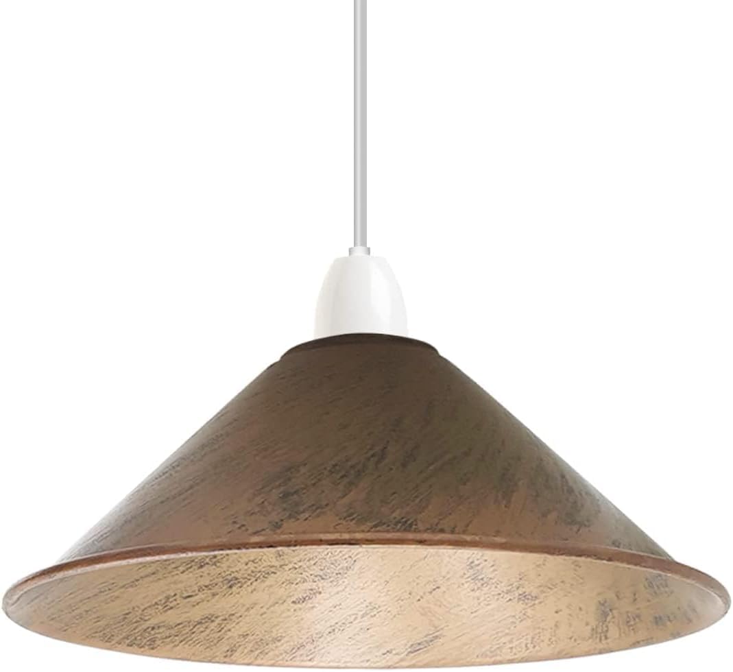 2 Pack Brushed Copper Cone Lamp Shades 22cm Metal Light Shades with Vintage Design, Easy Fit for Ceiling, Wall & Pendant Fixtures, Ideal for Home or Café Lighting