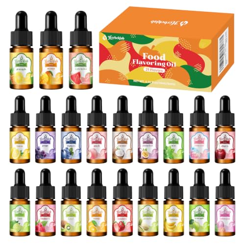 Food Flavoring Oil - Candy Flavoring for Candy Making 21 x 0.35 Fl Oz Extracts and Flavorings for Baking, Desserts, Drinks &amp; Lip Gloss