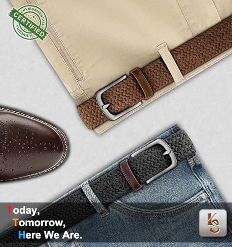 Image of KEMISANT Men's Golf Belt Nulti-pack, Braided Woven Stretch Belt for Gift Men Casual Jeans Sports Work 1 3 /8 inch