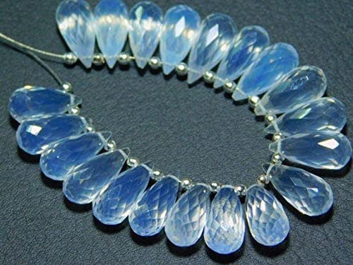 Quartz de glace naturel facetté en forme de gouttes de 15x7mm pour création de bijoux uniques