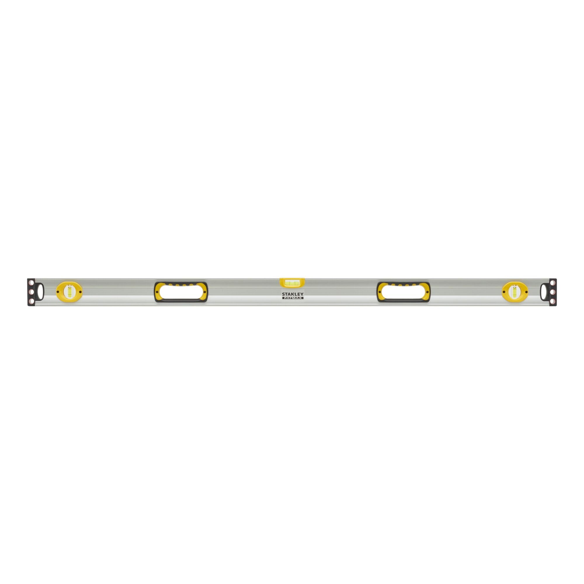STANLEY FATMAX Règle à Niveau Magnétique 120 cm - Structure en Aluminium Renforcé - 3 Fioles Haute Visibilité - 2 Semelles Usinées -2 Poignées Bi Matière 1-43-549
