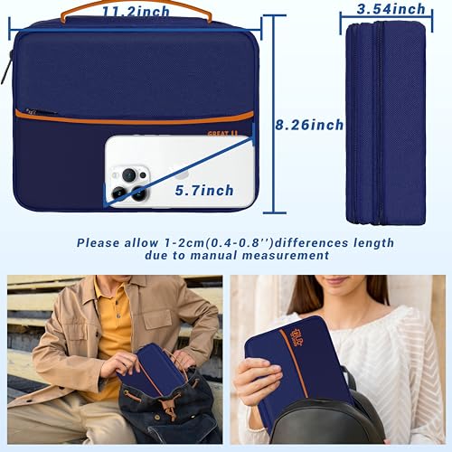 Image of Electronics Organizer,Travel Cord Organizer Pouch,Cable Organizer Bags | Waterproof Electronic Accessories Storage Case for Cables, Cords, Charger, Phone (Three Layer-NavyBlue)