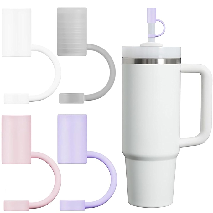 硅胶吸管盖适用于Stanley杯，防尘设计，BPA免费，4个装