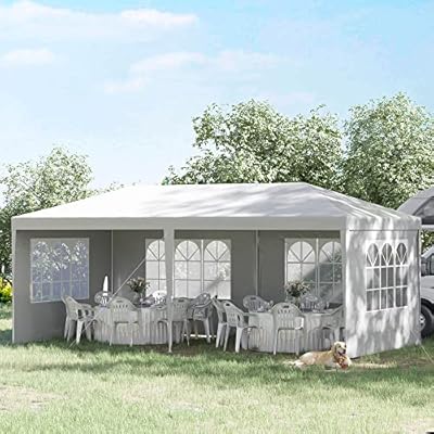SEALAMB Party Canopy Tent 10x20FT with 4 Removable Waterproof Sidewalls, Outdoor Large Canopy Tent Paito Gazebo Party Tent Wedding Tents for Backyard