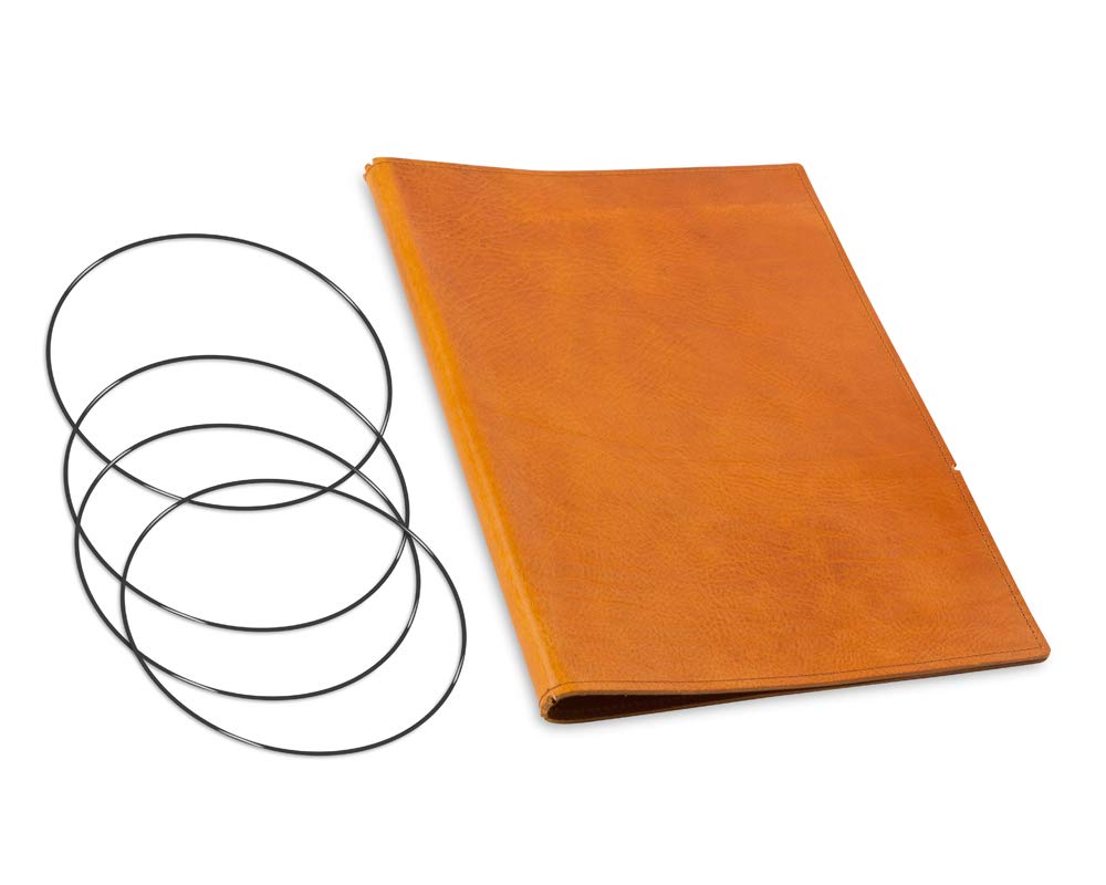 A4+, revolutionäres, nachhaltiges X17-Konzept für Notizbuch, Personal Organizer und Terminplaner/Hülle für 3 Hefte! Belgisches Leder hell- braun, cognac, Made in Germany, 17 Jahre Garantie*