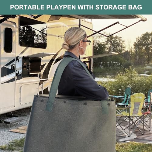 Homieasy Cercadinho para Cachorro com Bolsa de Armazenamento para Camping Em Rv, Cerca para Cachorro