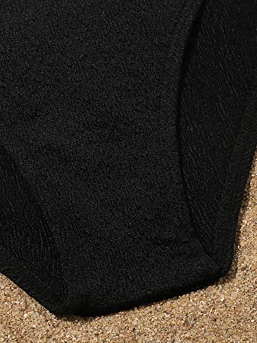 Image of WDIRARA Girl's Cut Out One Shoulder Bikini Swimsuit Bathing Suit 2 Piece Swimwear Black 150