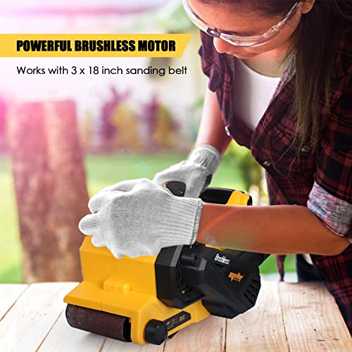 Cordless Belt Sander For Dewalt 20V Max Battery (Battery Not Included) Brushless Power Sander With 6 Variable-Speed (270-760 Rpm), 30Amp 3 * 18 Inch Electric Sander Machine, Dust Bag Included #TOP6