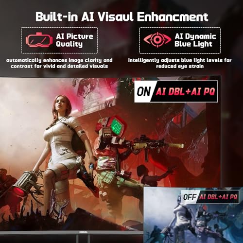 Image of 27 Inch 280Hz 240Hz Curved Gaming Monitor WQHD 2560x1440 Curved 2K Computer Monitor with 2xHDMI 2.1 1xDP1.4, Fast VA 1500R AI Crosshair PIP /PBP (G27F1Q Pro, One HDMI 2.1 Cable Included)