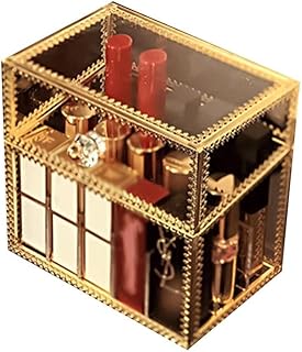 Piękna Gabloty Kosmetyczne Szklana kosmetyczna szminka schowek z pokrywką Piękne podwyższone pyłoszczelne glazury wargi szminki stojak na pulpit Wielofunkcyjny (Color : A)