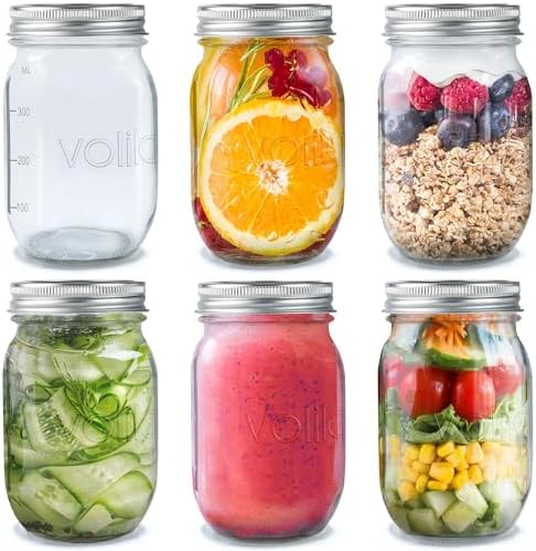 Volila Glass Jars With Lids - 490ml Mason Jars Glass Jars Pack Of...